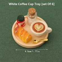 6件/套木制圆形托盘、迷你咖啡杯、面包、果酱下午茶食物玩乐配件 - 彩色 - 查看 15