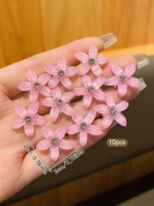 10 pezzi di fermagli per capelli a fiore rosa, accessori per capelli alla moda e carini - Rosa - Visualizzare 5