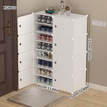 多层简易鞋架经济型家用/宿舍鞋子收纳柜容量大节省空间防尘入口鞋子收纳架 - 白色 - 查看 11