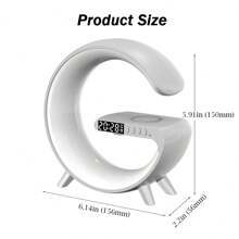 1 pieza Mini Lámpara Inteligente Tipo G, Carga Inalámbrica, Altavoz Inalámbrico, Reloj Despertador, Luz Nocturna para Dormitorio, Ayuda Natural para el Sueño, Luz Ambiente para Decoración de Escritorio, Regalo de Vacaciones (Baterías no incluidas)