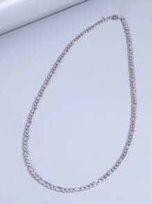 1pc Fashionable Hip-Hop Stainless Steel Flat Necklace Chain, Personalized Necklace Suitable For Men's Daily Wear