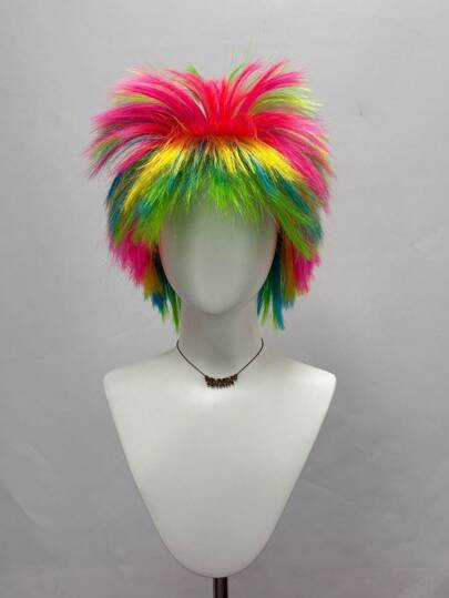 Parti Toptan Ombre Sentetik Peruklar, Unisex Festival Kostüm Perukları, Çok Renkli Degrade Saç Perukları