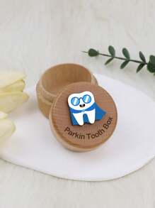 1 Pc Customized Tooth Fairy Box, Personalized Name Carved Wooden Box Tooth Keepsake Storage Box Gift For Boy Or Girl, Cute Lost Teeth Storage Tooth Box Tooth Dropped Tooth Keepsake Box Gift, Multi-Functional, Space-Saving, Reusable, Compact Exquisite - Multicolor - View 8