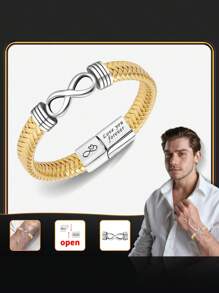 1 pièce Choix de cadeau idéal pour la fête des pères, bracelet nœud doré, honorant le grand amour paternel, indispensable pour la saison de rentrée scolaire, montrant l'énergie juvénile