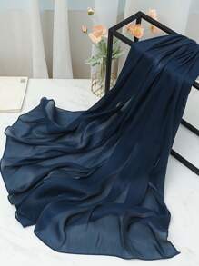 1 件女士优雅纯色仿丝矩形围巾、头巾、女士颈巾