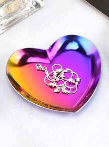 1pc Heart Shaped Makeup Organizer Tray, Simple Design, Washable, Jewelry Storage Plate