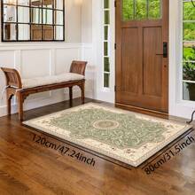 1pc Turkish Art Carpet, Crystal Velvet 700g/Sq.M, Dotted Bottom, 5mm Thickness. Machine Washable, Fade-Resistant Carpet, Anti-Slip . Suitable For Holidays And Any Space Including Hotel, Office, Sofa, Bedside, Kitchen, Laundry Room, Corridor, Porch, Staircase Mother's Day