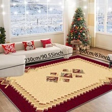 1pc Turkish Art Carpet, Crystal Velvet 700g/Sq.M, Dotted Bottom, 5mm Thickness. Machine Washable, Fade-Resistant Carpet, Anti-Slip . Suitable For Holidays And Any Space Including Hotel, Office, Sofa, Bedside, Kitchen, Laundry Room, Corridor, Porch, Staircase Mother's Day