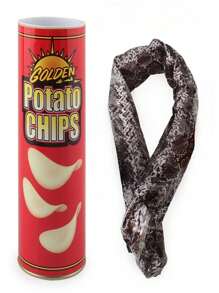 قطعة واحدة لعبة المزحة المفزعة للأطفال أفعى مختبئة في رقائق البطاطس، هدية مزحة واقعية للشوكة في يوم أبريل، لعبة المفاجأة