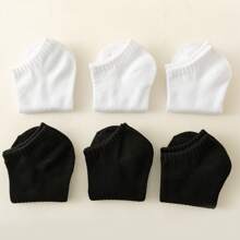 18 pares de calcetines cortos y delgados de verano de poliéster de unicolor aleatorio - Blanco y Negro - Ver 4