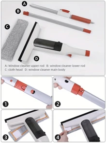 1pc Multifunctional Window Spray Mop With Silicone Squeezer, Household Cleaning Tool For Floor And Window, PVC High Quality Material Retractable Glass Cleaning Artifact, No Electricity Required, Suitable For Bathroom, Toilet, Kitchen, Wall - Multicolor - View 10