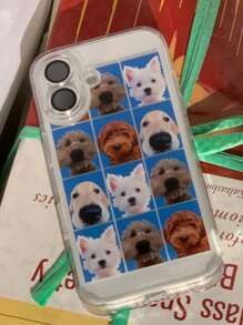 1 pieza Funda de teléfono de silicona suave con diseño de perro de dibujos animados lindo para 16 15 14 13 12 11 Pro Max Plus, estilo coreano