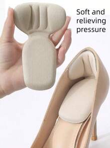 1 对弹性足跟垫，男女通用大号足跟垫，提高鞋子的贴合度和舒适度，防止足跟滑落和起水泡，返校用品，女鞋靴子配件 - 米色 - 查看 1