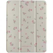 Custodia compatibile con iPad Air con porta-matita a forma di fiore rosa, custodia in acrilico compatibile con iPad Pro, compatibile con custodie per iPad 2018 2020 2022, compatibile con iPad da 9,7"/ 10,2"/ 10,9"/ 11 12,9 pollici