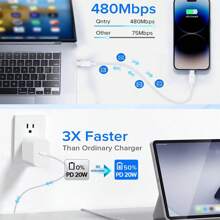 Adaptador de cargador de pared de 20W y cable de carga rápida de Tipo C a Tipo C de 3.3Ft/100cm para transferencia de datos de alta eficiencia, compatible con IPhone/// y otros dispositivos con puerto de Tipo C