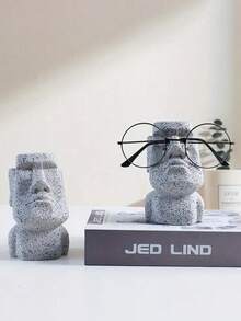 1 pieza Soporte de exhibición de gafas interesante, material de piedra de la Isla de Pascua, decoración de escritorio para el hogar u oficina, estante de almacenamiento de gafas, accesorios de gafas - montura de gafas - Ver 4