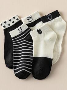 Ademende sokken met Fox Eyes Heart-streeppatroon voor dames, geschikt voor thuis, school, sport, lente/zomer