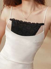 Premium Double-Layer Lace Trim Modesty Chest Covers For Women, Elegant Undershirt Chest Panel Bra Insert, Plus Size