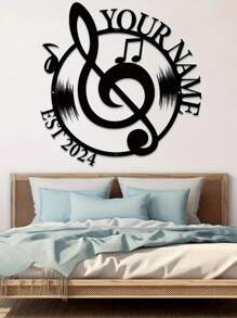 A Piece Of Wrought Iron Customizable Metal Note Wall Decor Art Logo Personalized Name Treble Clef Design Bedroom Studio Kitchen Indoor And Outdoor Art Home Decor No Electricity Multifunctional Wall Hangings Perfect For Christmas Halloween Easter Thanksgiving Gifts Birthday Graduation