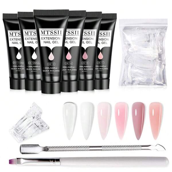 5PCS/Set 20ml Poly Nail Extension Gel Set Soak Off UV LED Acrylic Crystal White Clear Nude Pink Gel Nail Polish UV Construction Gel Kit