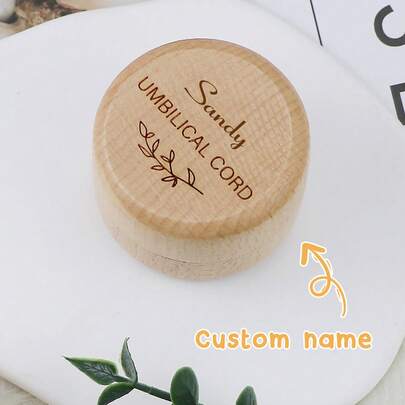 1PC Custom Name Wooden Fetal Hair/Umbilical Cord Memorial Box Carved Memorial Box Gift For Boys Girls Family