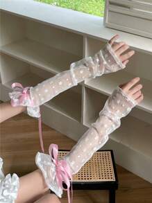 1 Pair Women's Floral Lace Long UV Protection Arm Sleeves