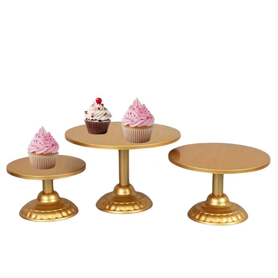 1 Stück Goldener Eisenkuchenständer, geeignet für Dekoration der Dessert-Tischplatten bei Hochzeiten, Nachmittagstee, Geburtstagsfeiern und Familienfesten - Verschiedenfarbig - Übersicht 1