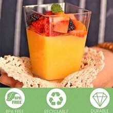 100/50/30/20/10件带盖方形慕斯杯甜品杯布丁杯适用于甜点果汁冰沙迷你杯