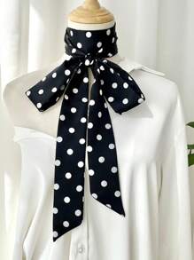 1pc Fashion Ribbon Polka Dot Scarf Printed Thin Scarf Headband Korean Style Neckerchief Long Scarves Wedding