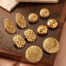 1 对 18K 镀不锈钢纹理几何耳环，奢华风格，适合女性参加派对、约会、工作时佩戴