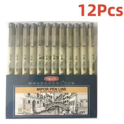 Set de 12 Plumas de Punta Fina Multi-Tamaños para Dibujo, Bocetos y Escritura Precisa | Plumas Resistentes al Agua para Arte y Diseño Profesional Set de 7/12 Pcs Plumas de Punta Fina Multi-Tamaños para Dibujo, Bocetos y Escritura Precisa | Plumas Resistentes al Agua para Arte y Diseño Profesional Bolígrafos De Dibujo Negros Pluma De Dibujo-7/12 Pcs Juegos Juego De 7/12 Piezas Dibujo Lineal, Pintura Y Bolígrafo Firma Juego De 7/12 Pcs Bolígrafos Para Diseño Arquitectónico Y Artístic