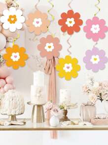 8 piezas Remolinos colgantes con flores de margarita de colores, decoración colgante para techo con recortes de flores de margarita, suministros de fiesta para decoraciones de cumpleaños con temática hippie, retro y bohemia - Multicolor - Ver 5