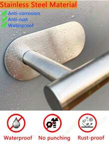 33cm Paper Towel Holders For Kitchen,Plastic Wrap Stand,AdhesiveToilet Paper Holder,Tissue Dispenser,Napkin Rack,Cabinet Storage Organizer,Towel Rack,Rags Hanger,Dish ,Available In Adhesive And Screws,Stainless Steel,Kitchen Wall Shelf,Kitchen Storage Supplies,Bathroom Accessories