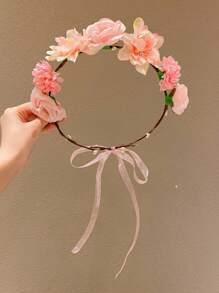 1pc Colorful Cute Flower Wreath Hair Band, Hair Accessory That Won't Damage Hair - Multicolor - View 17