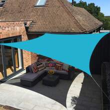 Outdoor Waterproof Sun Shade Sail, Canopy Tarpaulin Cover For Patio Garden Yard Beach Camping, UV Block Sunshade Awning For Porch Balcony Deck Pergola, Easy Install With Grommets - Turquoise Blue - View 9