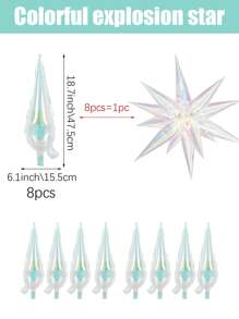 8 Stücke/Set irisierende transparente Explodierender-Stern Wassertropfen Kegel Folienballons, geeignet für Partydekorationen, Geburtstag, Hochzeit, Abschluss, Jahrestag, Fotobooth Requisiten, Partydekoration Zuhause
