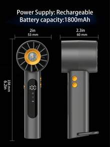 1pc New Handheld High Speed Fan 100 Speed Endless Variable USB Charging Digital Display Semiconductor Refrigeration Portable Small Fan Outdoor Portable Fan Creative Products With Compass Outdoor Suitable For Hanging Backpack - Multicolor - View 4