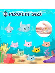 6/12/24 件迷你琵琶鱼雕像、发光琵琶鱼、迷你螳螂虾雕像、逼真的树脂琵琶鱼蛋糕装饰、迷你黄色琵琶鱼海洋动物模型、仙女花园微型模型、节日装饰