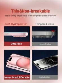 Bộ 2 miếng dán màn hình 6.9 inch tương thích với iPhone 17, 16 Pro Max, 16 Pro, 16e, 16, 16 Plus, 15 Pro Max, 15, 15 Pro, 15 Plus, 14 Pro Max, 14, 14 Plus, 14 Pro, 13 Pro Max, 13, 13 Pro, 12 Pro Max, 12, 12 Pro, 11, 11 Pro Max, 11 Pro, XS, XS Max, Bảo vệ độ nét cao, Kính cường lực siêu trong, Độ cứng 9H, Phim kính cường lực trong suốt độ nét cao, Miếng dán màn hình, Tương thích với ốp lưng điện thoại - Trong sáng - Xem 7