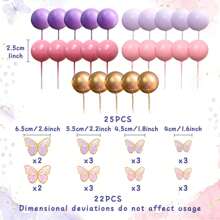 LaVenty Butterfly Cake Decorations With Purple Pink Gold Balls Cake Toppers For Gender Reveal Wedding Birthday Bridal Shower Party Decor
