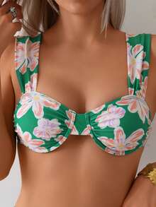 Women's Floral Print Bikini Set - Green - View 4