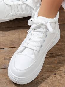 Zapatos blancos de moda, versátiles y cómodos, zapatos deportivos y para skate de unicolor universitario para exteriores