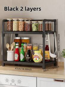 1pc No-Drill Needed Kitchen Organizer, Multi-Layer Spice Rack, Ins-Style Kitchen Storage Rack, Space Saving Storage Solution For Small Spaces