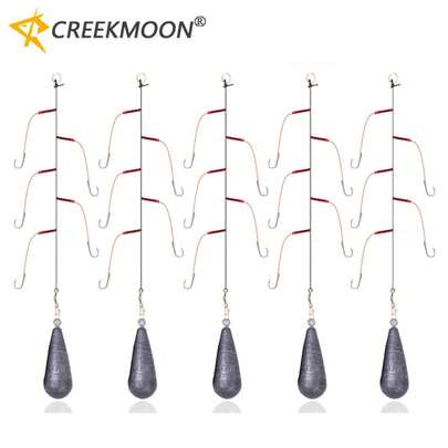 5袋高碳钢鱼线钩，配5个单钩，可搭配旋转钓组、路亚、水坠等，3#-13#