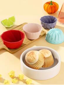 12 Muffin Cupcake Molds, Silicone Molds, Chocolate Molds, Candy - Non-Stick Pans, Patterns And Baking - Crown, Nest, Spiral And Braided Shapes - Perfect Cake, Baking Molds, Kitchen Supplies, Kitchen Accessories (Random Colors)