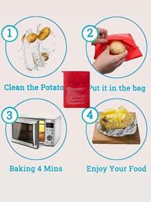 Bolsa reutilizable para cocinar patatas en el microondas - Patatas al horno rápidas y sencillas en minutos, accesorio de cocina para una preparación de comidas eficiente, accesorio para hornear patatas