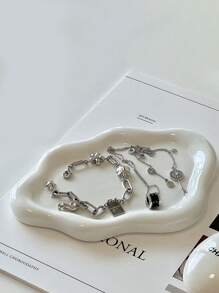 1pc Cloud Shaped Ceramic Tray, Jewelry Makeup Trinkets Storage Tray, Home Room Office Decor, Mother's Day Spring Gift
