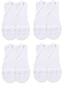 1/2/4 Pairs Of Women's Socks, Ultra-Thin Invisible Lace Non-Slip Boat Socks, Comfortable And Soft High-Elastic Shallow Ankle Socks In Summer, Novel And Interesting Solid Color Socks, Fashionable White Socks, Suitable For Daily Travel And Party Use Boat Socks, Casual Holiday Gifts Mother's Day, Easter Spring And Summer New, Wedding Anniversary Whimsical Gothic Style Four Seasons Gifts, Black Socks