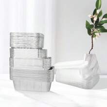20pcs Rectangle Aluminum Foil Baking Trays, Multi-Size Take-Out Food Containers, Disposable Foil Pans Ideal For Baking, Heating, Storage, Food Preparation