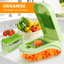 17 In 1 Multifunctional Vegetable Chopper Handle Food Grate Food Chopper Vegetable Slicer Dicer Cut Kitchen Items Halloween Gift - Green - View 3
